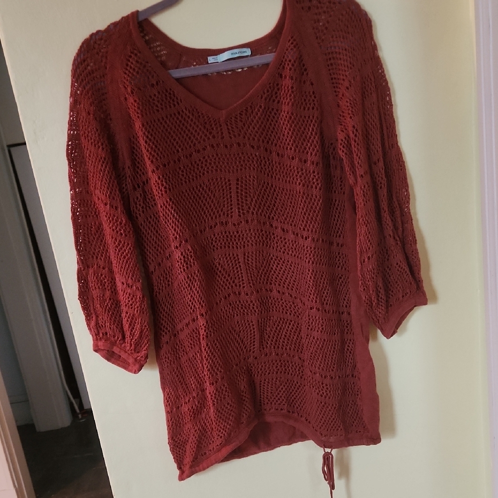 Maurices Rust V-Neck Sweater